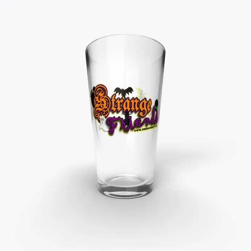 Strange Friends logo pint glass