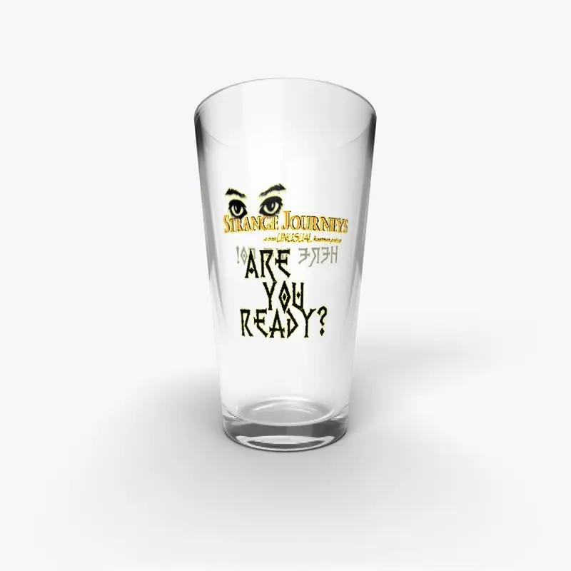 Strange Journeys logo pint glass