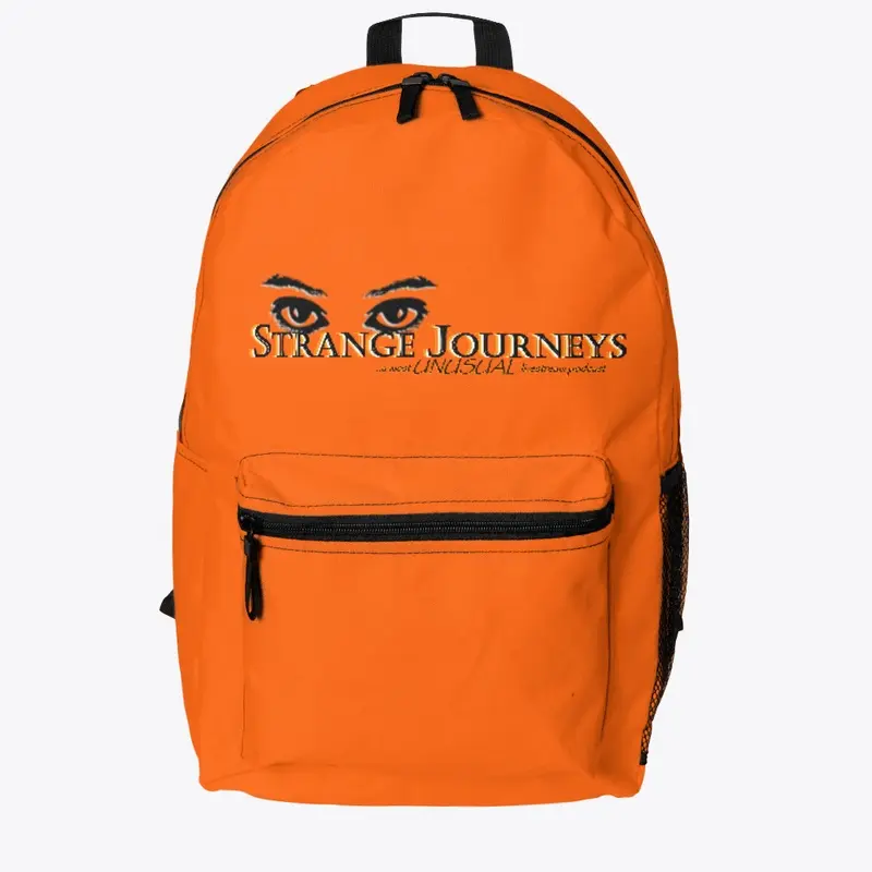 Strange Journeys logo backpack